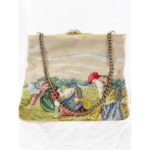 40’s Collectible Detroit Needlepoint Multicolor Handbag by Christine Custom Bags - Picture 2 of 10